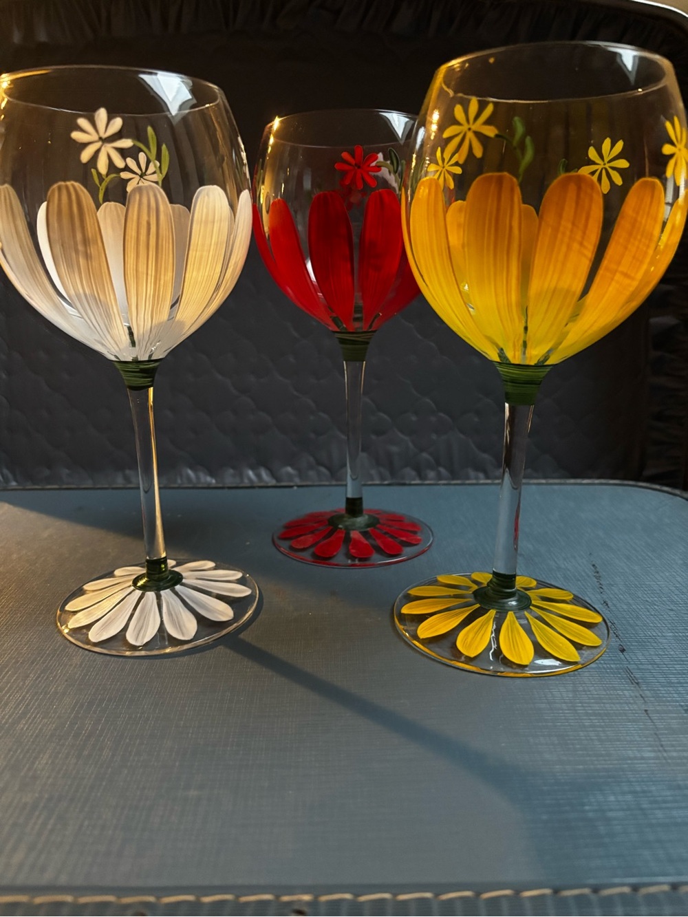 Hand Painted charming floral wine glasses